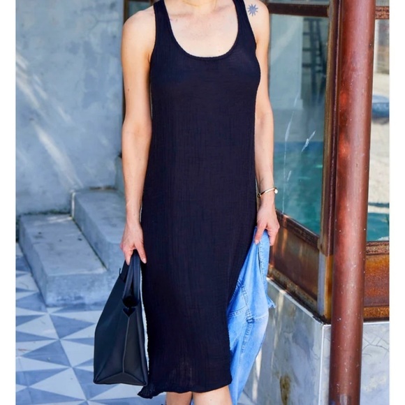 Felicite Dresses & Skirts - NWT Felicite Racer Back MIDI gauze dress in “carbon” or charcoal size medium